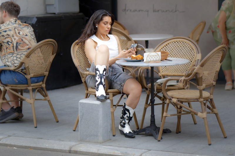 Woman relaxing on a terrace